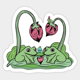 Frogs and strawberry plants Sticker